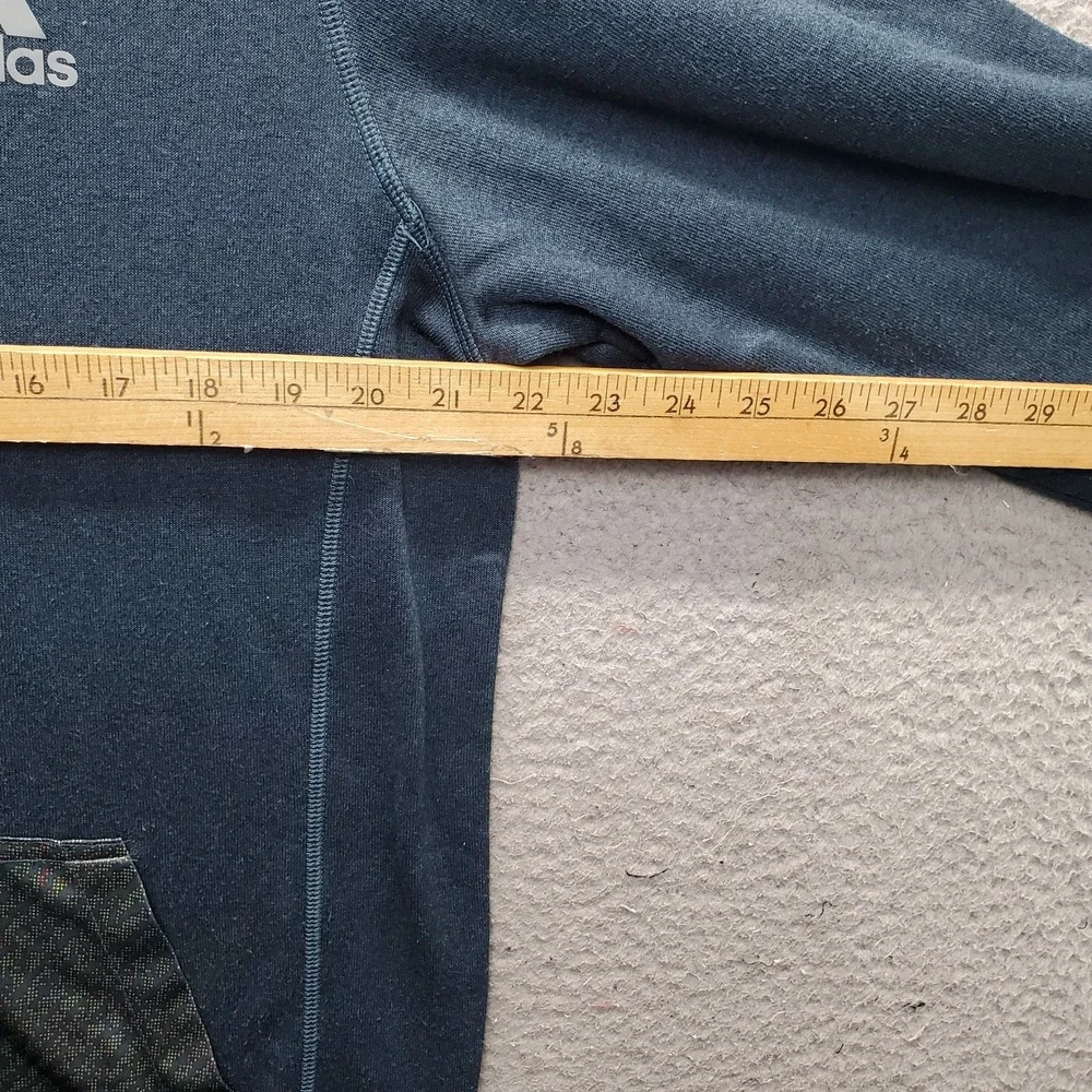 Adidas Hoodie Mens L Blue Fleece Lined Climawarm Athletic Long Sleeve Full Zip